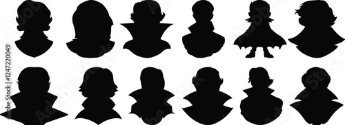 Vampire silhouettes set, dracula pack of vector silhouette design, isolated background