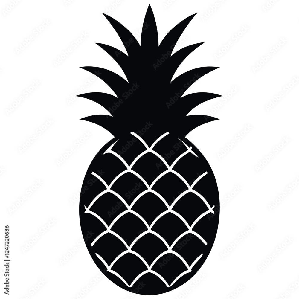 Obraz premium pineapple silhouette illustration on white background