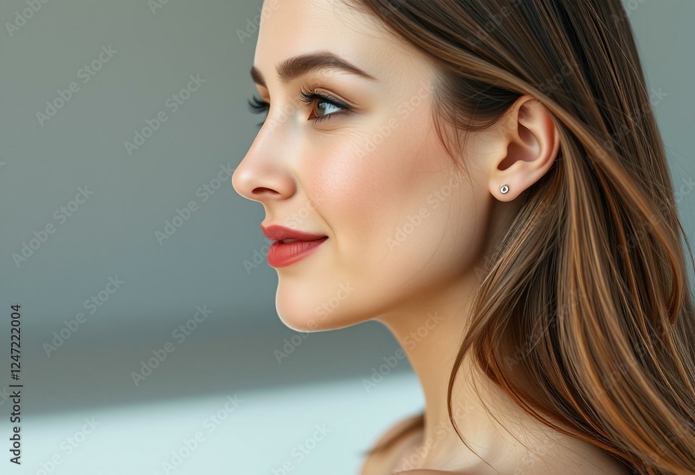 Obraz premium Female portrait in profile from the side