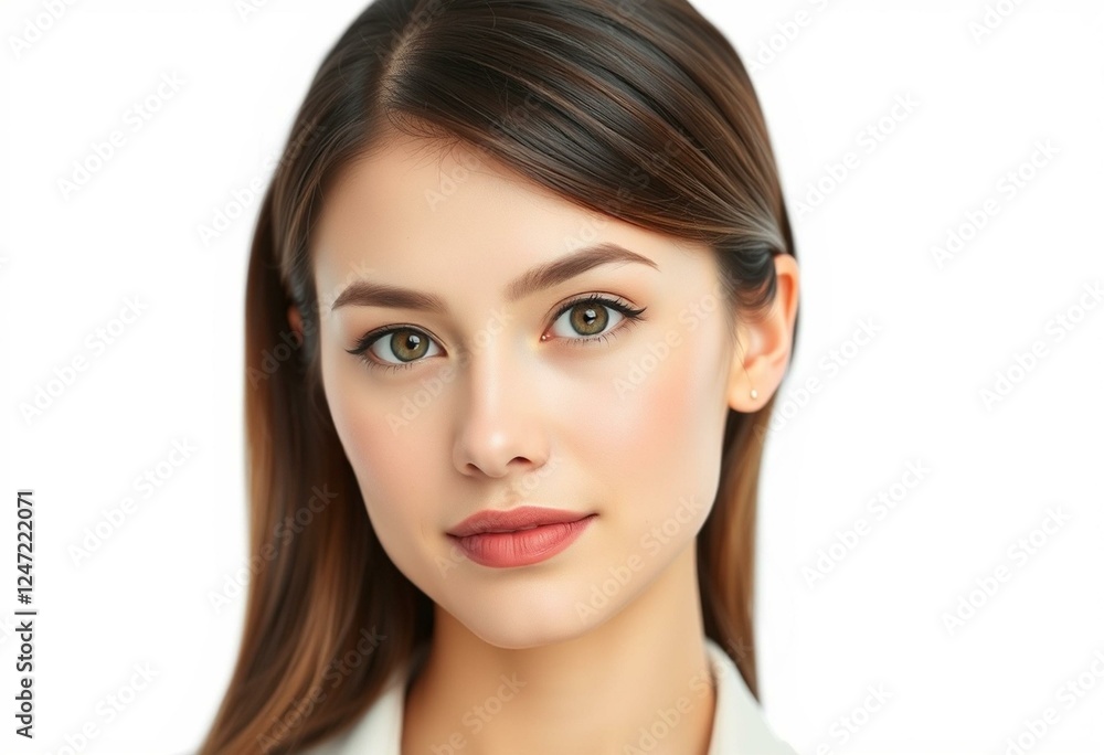 Half-length female portrait on white background Half-length female portrait on white background