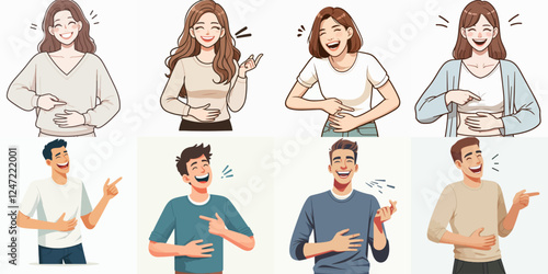 vector set of a happy laughing person