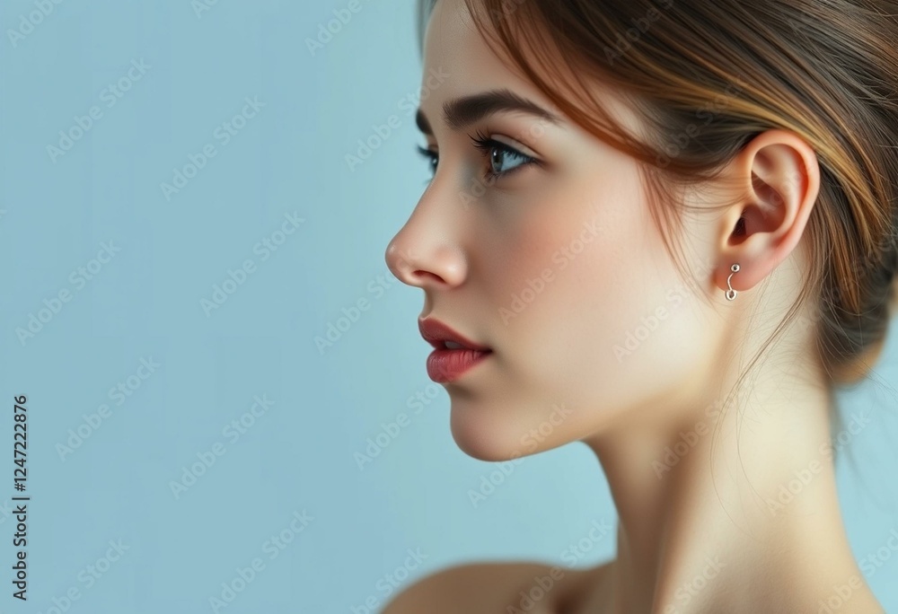 Female portrait in profile, from the side Female portrait in profile, from the side