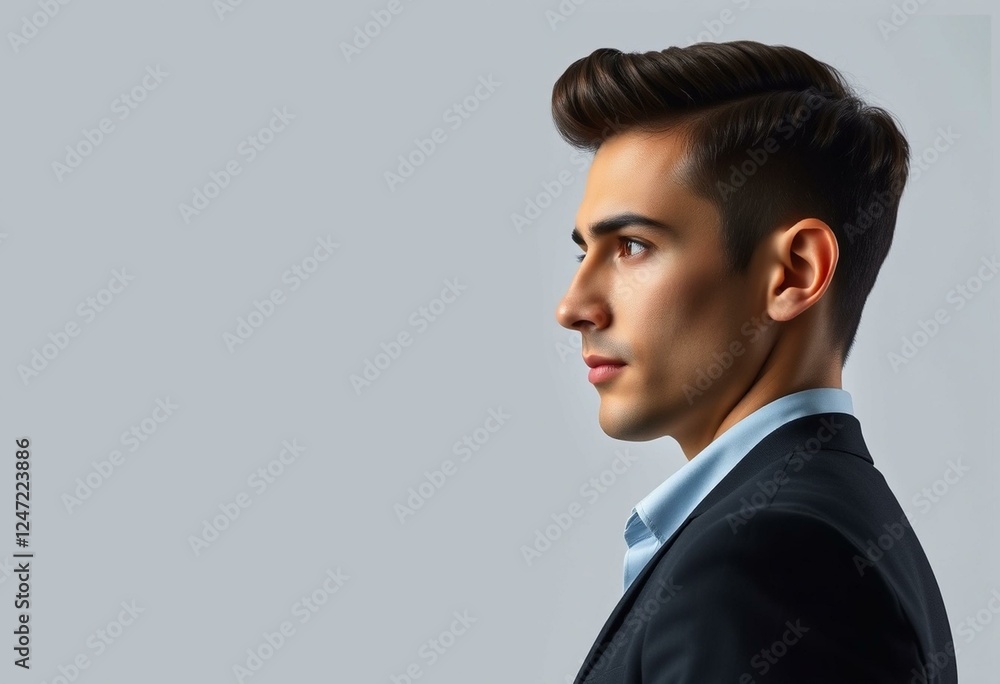 Male profile portrait with partial body Male profile portrait with partial body