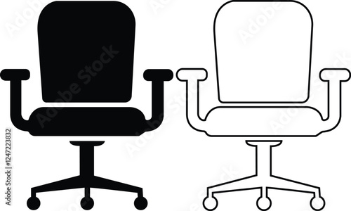 chair icon, office chair vector silhouette illustration 10 Eps