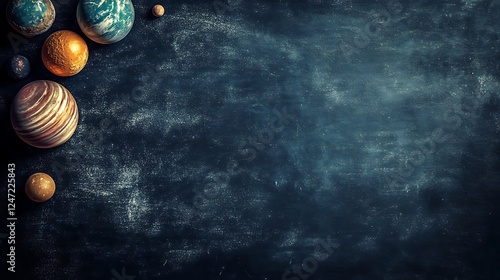 Classic Solar System Art on Dusty Blackboard