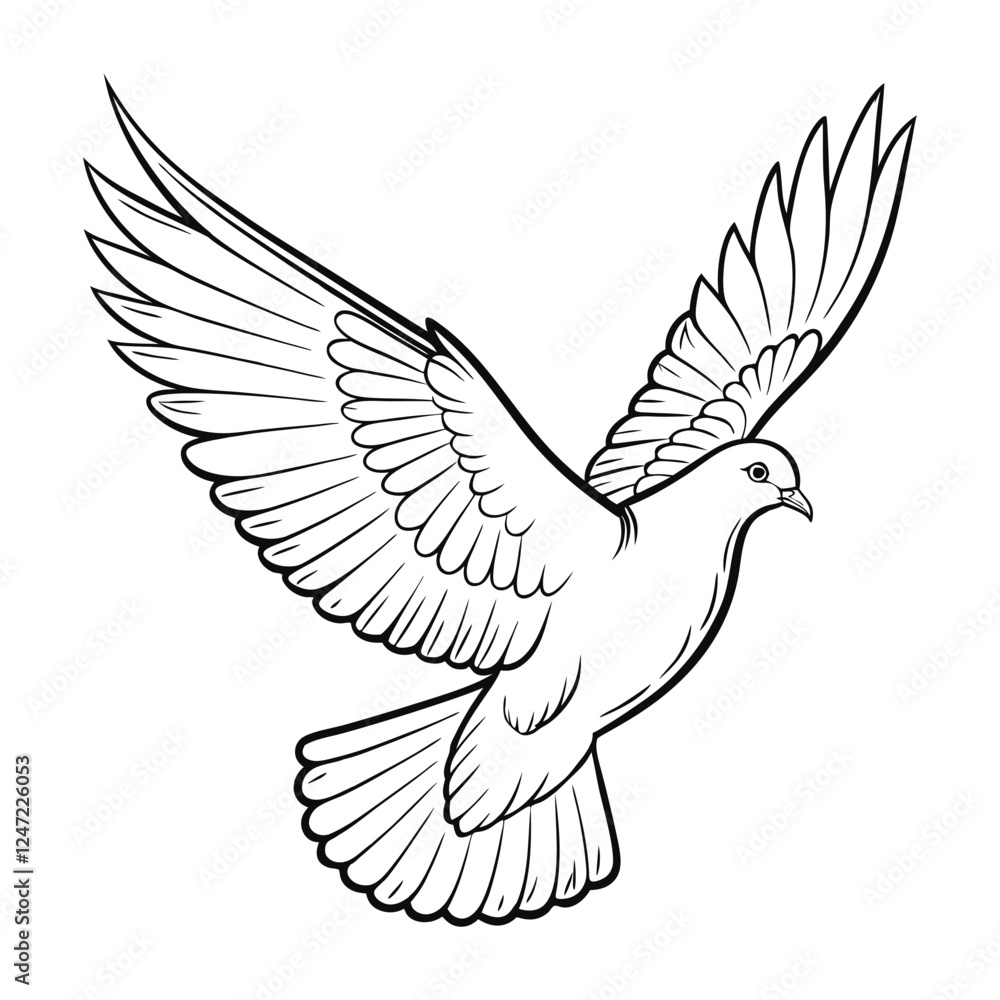 Fototapeta premium Dove detailed silhouette. Vector of dove illustration. Dove design isolated on a white background