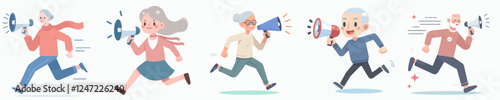 vector set of a person with a loudspeaker