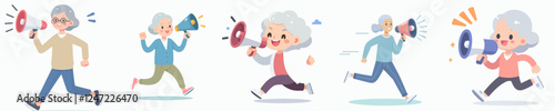 vector set of a person with a loudspeaker