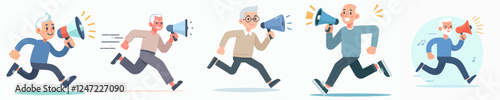 vector set of a person with a loudspeaker