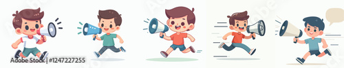 vector set of a person with a loudspeaker