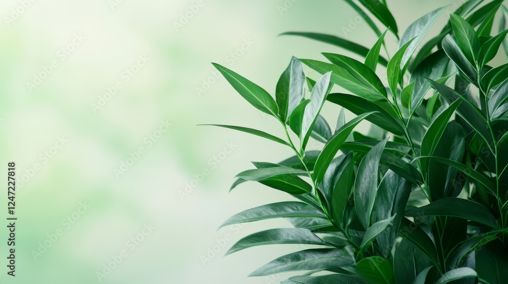 Obraz premium Vibrant Green Leaves on Soft Background Representing Renewable Energy and Sustainability