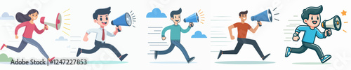 vector set of a person with a loudspeaker