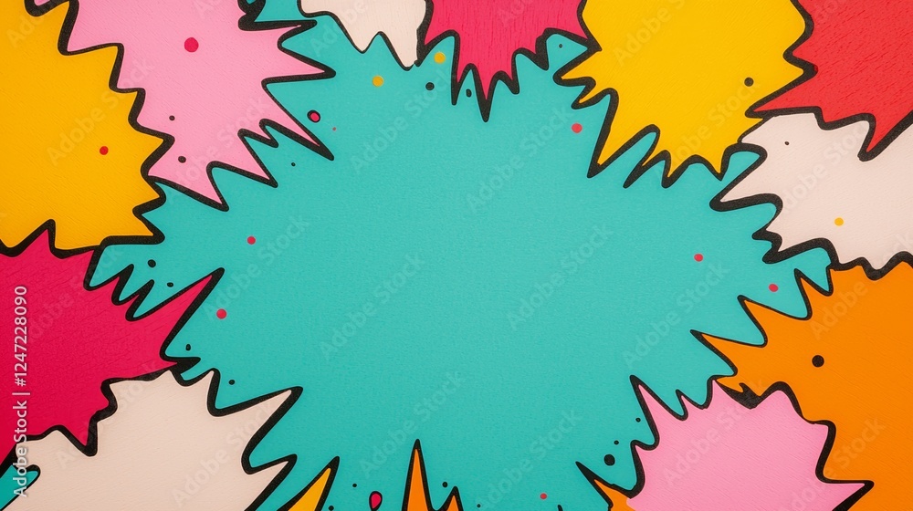 Dynamic Pop Art Background with Colorful Explosive Shapes and Vibrant Colors Dynamic Pop Art Background with Colorful Explosive Shapes and Vibrant Colors