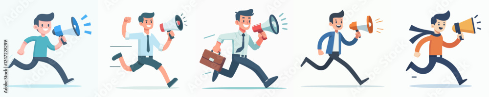 Fototapeta premium vector set of a person with a loudspeaker