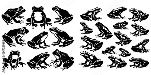 set vector silhouette frog
