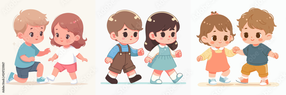 set vector baby learning to walk set vector baby learning to walk