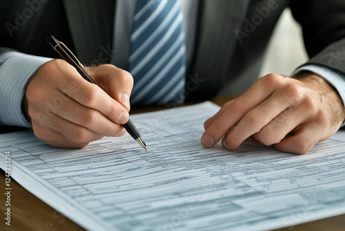 A businessman signs a tax declaration photo