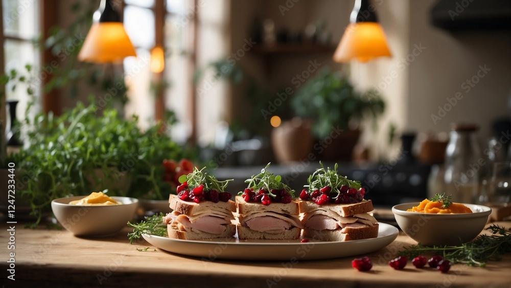 Sandwich Medley in Contemporary Style, White and Rustic Colorful Culinary Display Sandwich Medley in Contemporary Style, White and Rustic Colorful Culinary Display