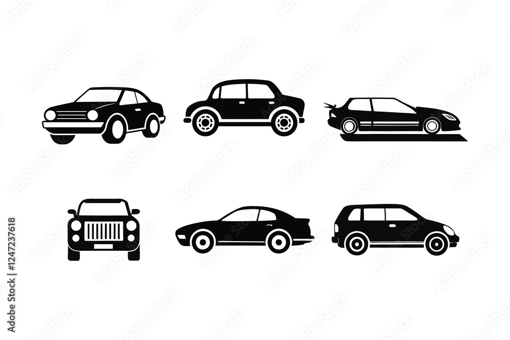 Simple Car Silhouette Collection Vector Illustration in Flat Design Simple Car Silhouette Collection Vector Illustration in Flat Design