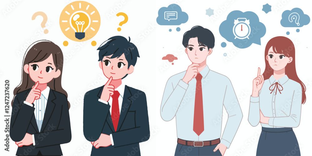 vector set of a businessman thinking about an idea vector set of a businessman thinking about an idea