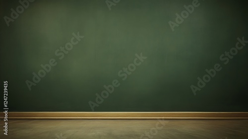 Green wall, wood floor, empty room, background, design