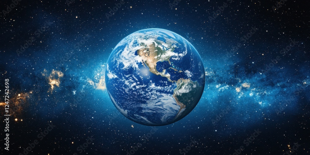 Obraz premium Earth Planet In Vast Starry Space Background