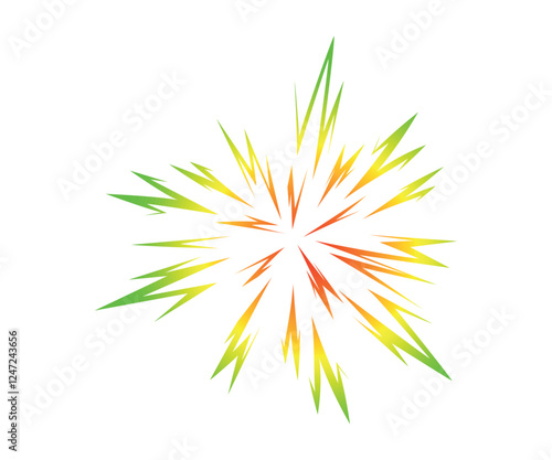 Colorful Starburst. Bomb gradient blast . Big explosion. Abstract comic book explosion flash Flash beam explosion flash glow. Anime. Vector graphic illustration