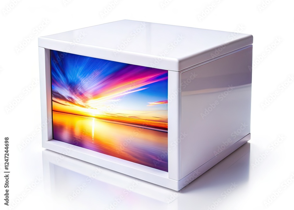 Fototapeta premium White Display Box Long Exposure, Minimalist Product Photography, Isolated Background