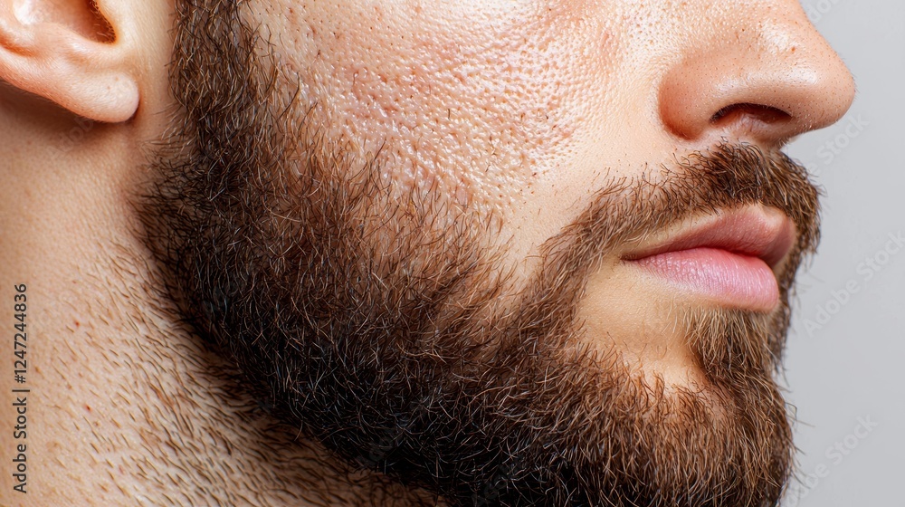 Obraz premium Close-Up of Male Face Showing Acne Scars and Skin Texture with Effective Lighting