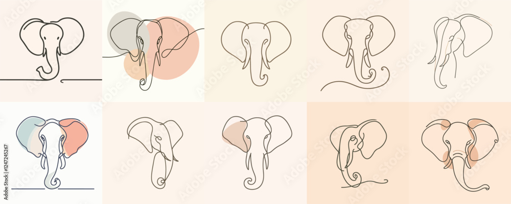 Fototapeta premium elephant head vector set