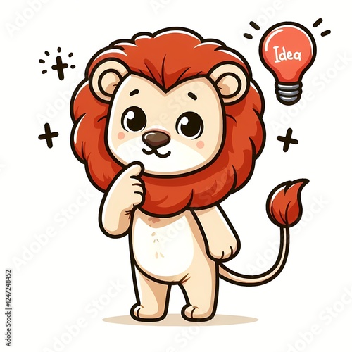 Cute Lion Get Idea Cartoon Vector Icon Illustration photo