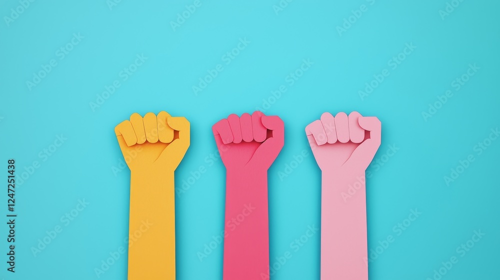 Diverse Hands Raised in Unity to Represent Leadership and Social Change Concepts