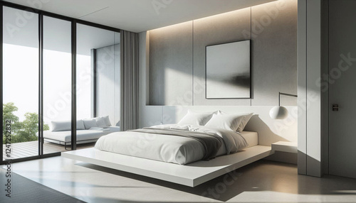 modern living room with bed