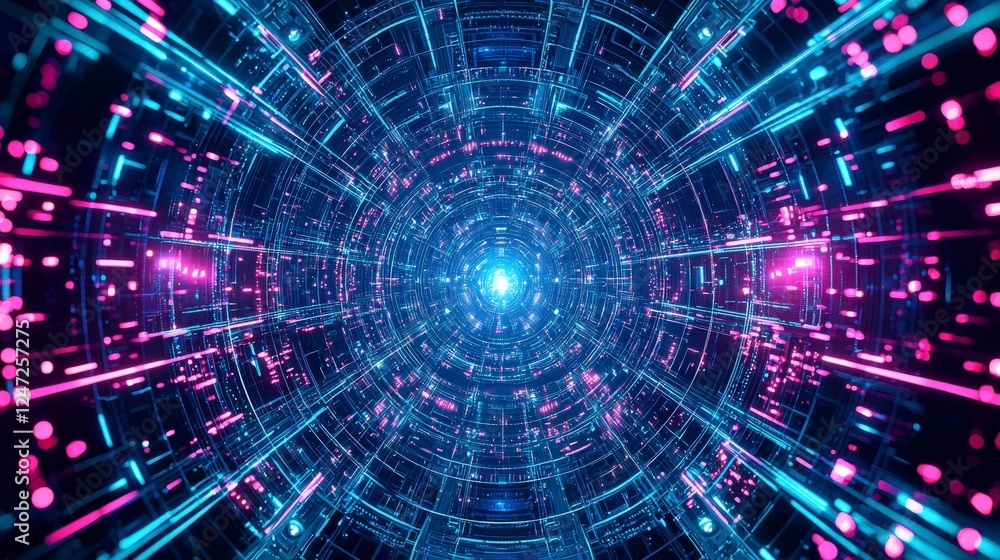 A dynamic, abstract tunnel of vibrant blue and pink lights, symbolizing digital connections and futuristic technology. A dynamic, abstract tunnel of vibrant blue and pink lights, symbolizing digital connections and futuristic technology.