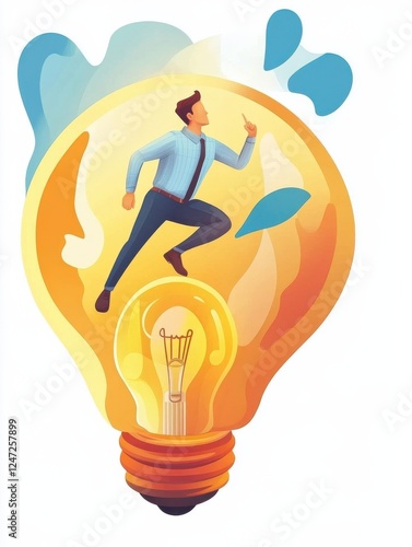 Launching business project. Innovative solutions, creative thinking, brave ideas. Businessman self motivation and professional aspirations. Vector isolated concept metaphor illustration photo