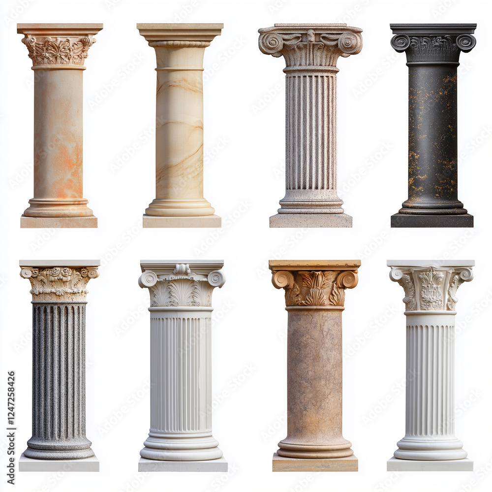 Obraz premium Pillar Set Isolated on white Background