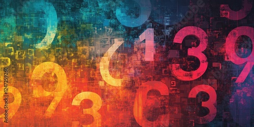 Abstract Colorful Background With Overlapping Numbers