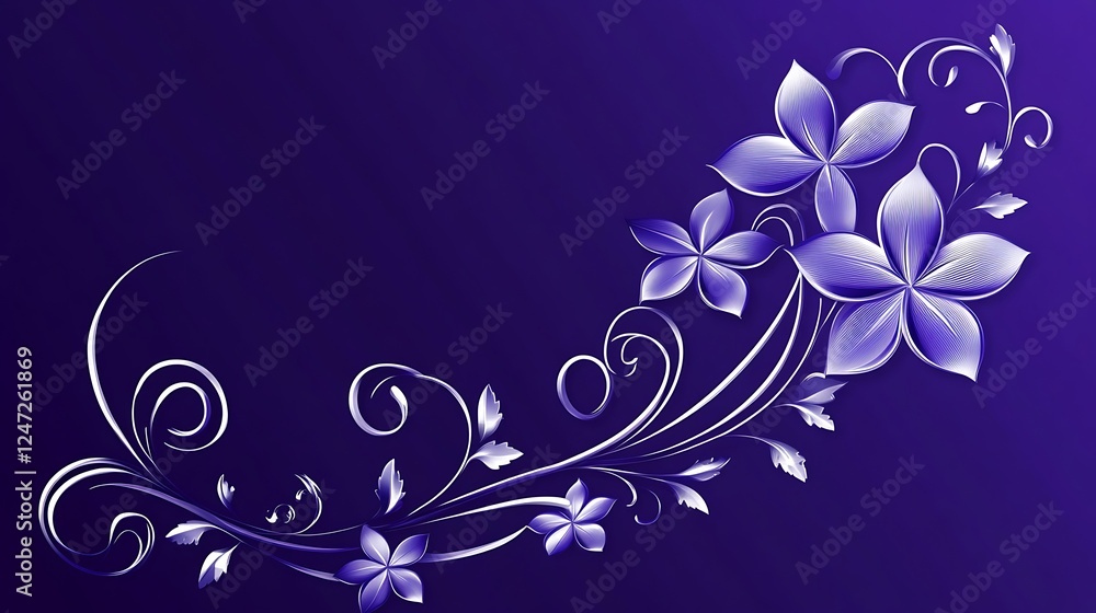 Elegant Purple Floral Design With Swirling Vines Elegant Purple Floral Design With Swirling Vines