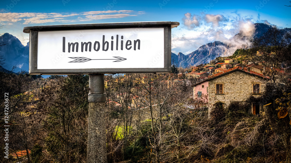 Fototapeta premium Signposts the direct way to real estates