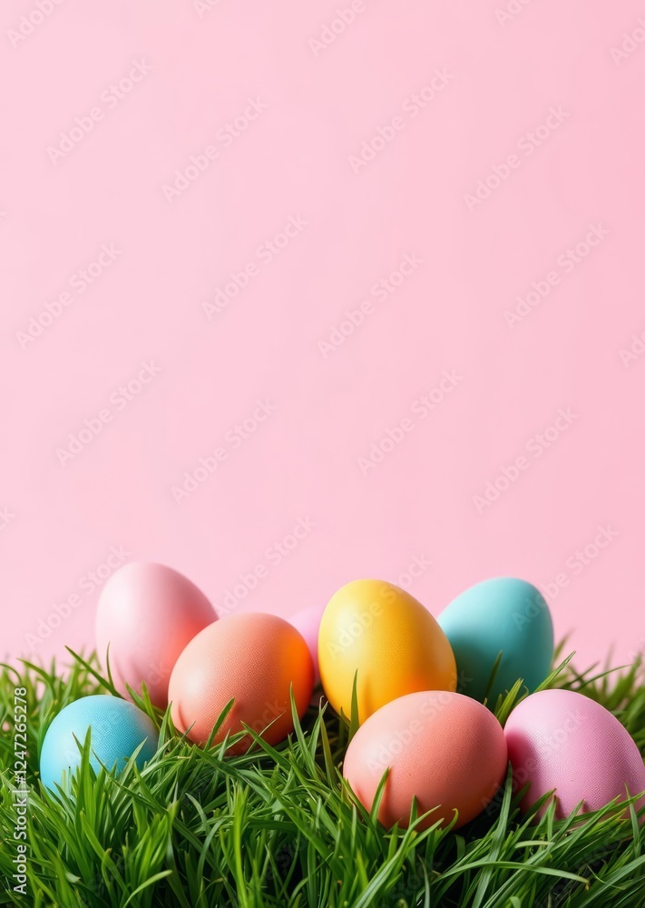 Colorful easter eggs on green grass against a soft pink background - a minimalist approach for spring celebrations and festive decor ideas easter border border easter spring decoration background card Colorful easter eggs on green grass against a soft pink background - a minimalist approach for spring celebrations and festive decor ideas easter border border easter spring decoration background card