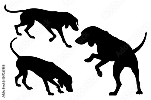 Dog Scent Tracking SVG Clipart Set – Bloodhound, GSP, and Dachshund Sniffing Silhouettes – Vector Art for Logos, Prints & Digital Designs on white background.