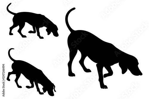 Dog Scent Tracking SVG Clipart Set – Bloodhound, GSP, and Dachshund Sniffing Silhouettes – Vector Art for Logos, Prints & Digital Designs on white background.
