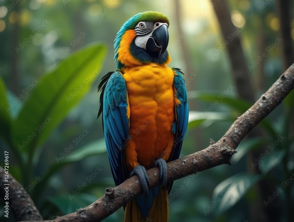 Close-up portrait of a stunning blue-and-yellow macaw with intricate feather details. A high-resolution wildlife shot with a dark, blurred background. Close-up portrait of a stunning blue-and-yellow macaw with intricate feather details. A high-resolution wildlife shot with a dark, blurred background.