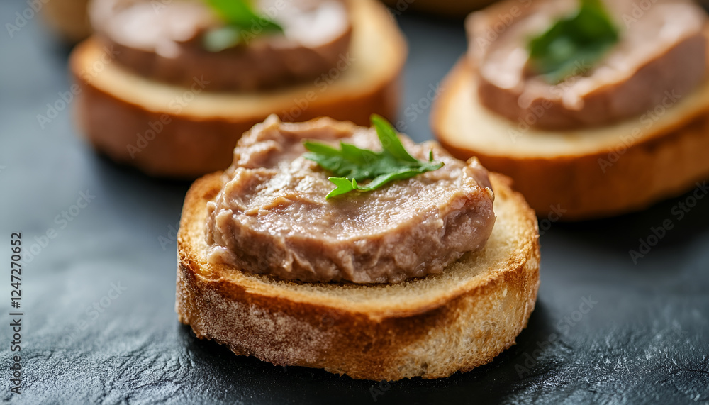 snacks canapes with pate on toast close-up. Toasted bread with liver pate. Gourmet appetizers Variety of mini sandwiches snacks canapes with pate on toast close-up. Toasted bread with liver pate. Gourmet appetizers Variety of mini sandwiches