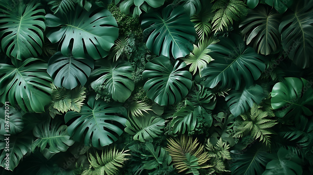 Lush Green Tropical Leaves Background Texture Lush Green Tropical Leaves Background Texture