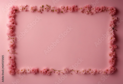 floral pink placement space empty free product background advertising center text light flower frame round simple flat middle orange white plant design illustration vintage spring blank banner photo