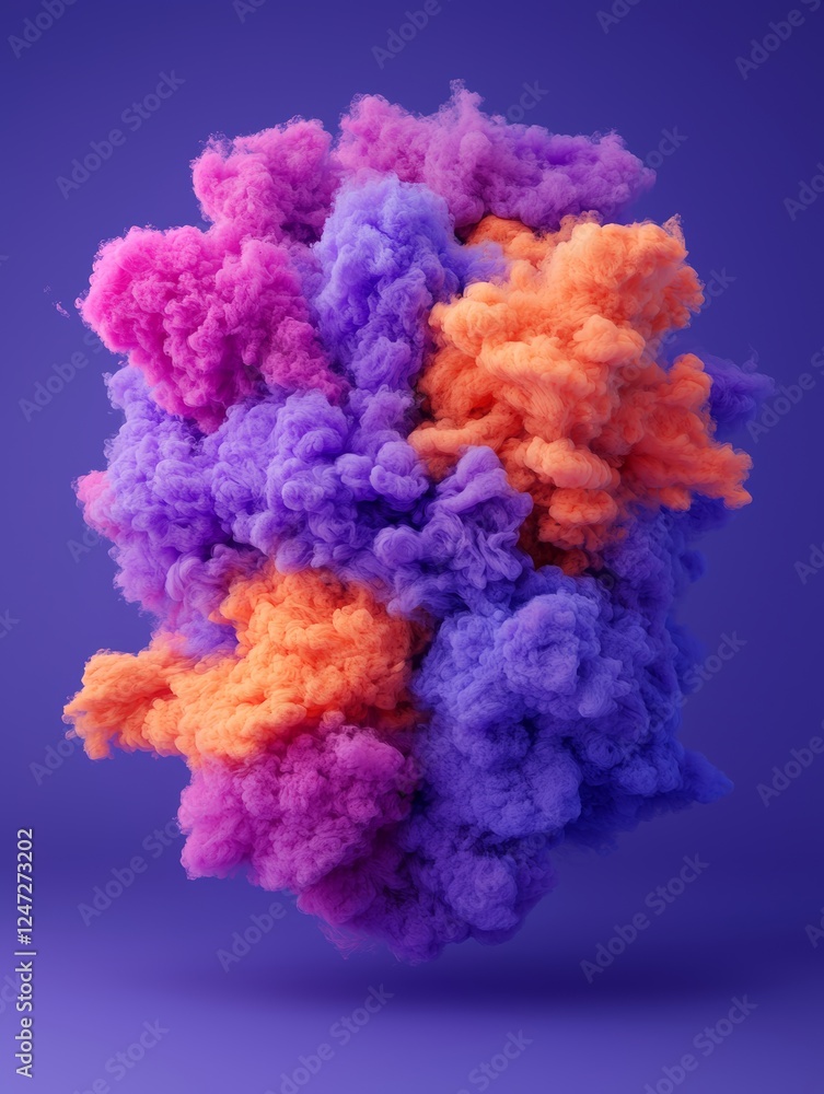 Obraz premium Vibrant 3D Clay Art Creation with Colorful Swirls and Textures on Purple Background