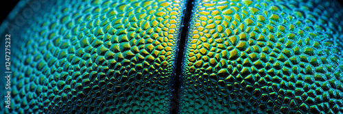 Close-up of iridescent beetle shell with intricate hexagonal texture
