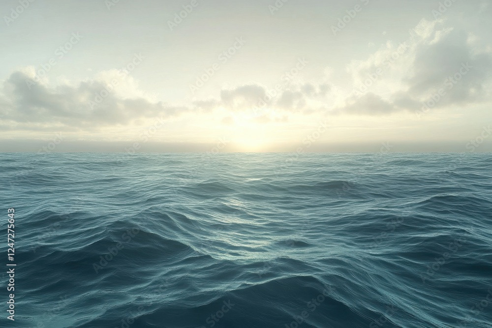 Obraz premium Calm ocean waves at sunrise reflecting soft light on tranquil waters