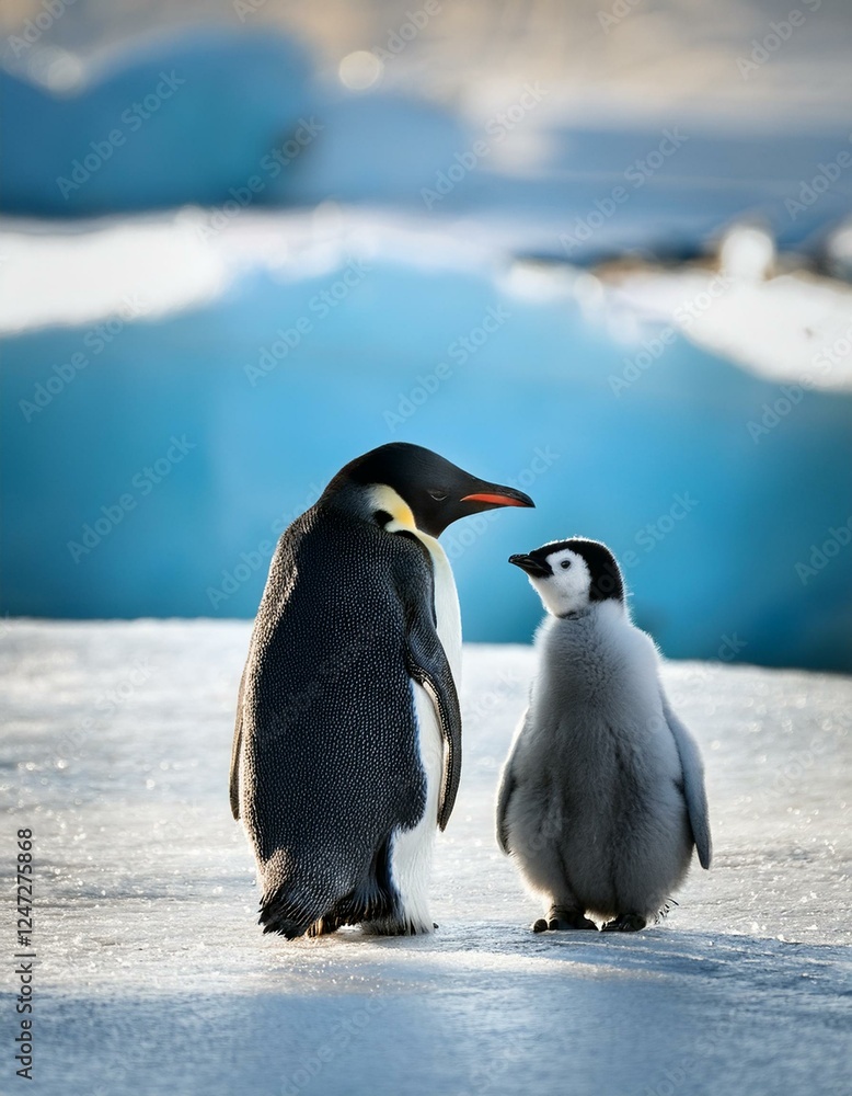 Naklejka premium emperor penguin family, AI generated